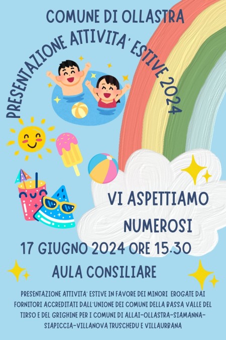 RIUNIONE PER LA PRESENTAZIONE DELLE ATTIVITA&#039; ESTIVE ANNO 2024