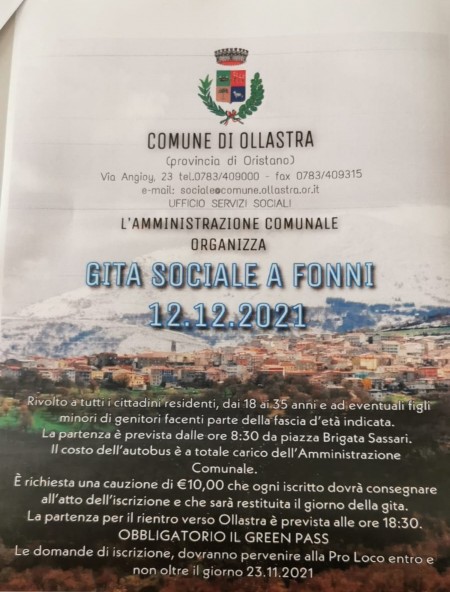 GITA SOCIALE A FONNI PER RESIDENTI OVER 35 ANNI