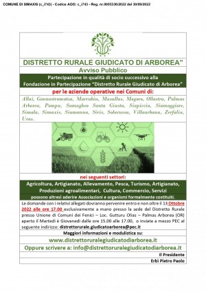 DISTRETTO RURALE GIUDICATO DI ARBOREA