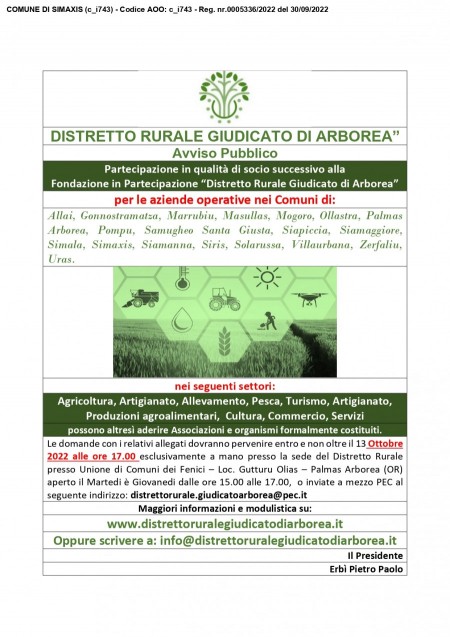 DISTRETTO RURALE GIUDICATO DI ARBOREA